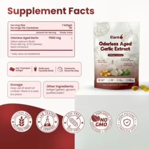 Elare Aged Garlic Extract – 7500mg Odorless Softgels