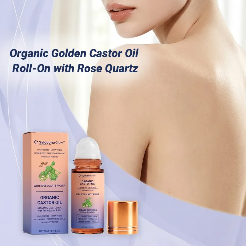 Sylvona Glow Organic Castor Oil with Rose Quartz Roller