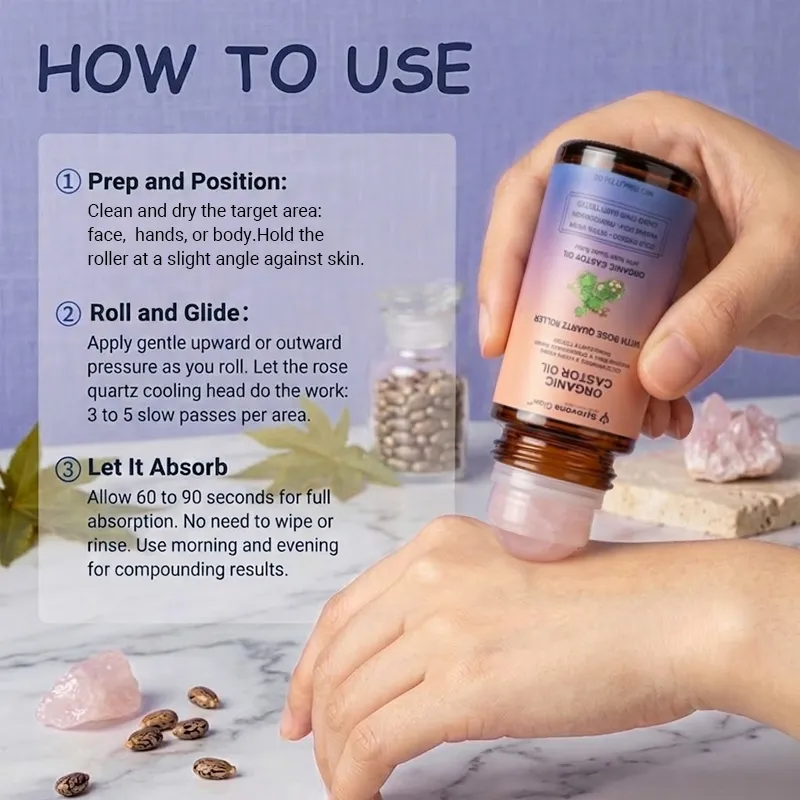 Sylvona Glow Organic Castor Oil with Rose Quartz Roller