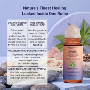Sylvona Glow Organic Castor Oil with Rose Quartz Roller