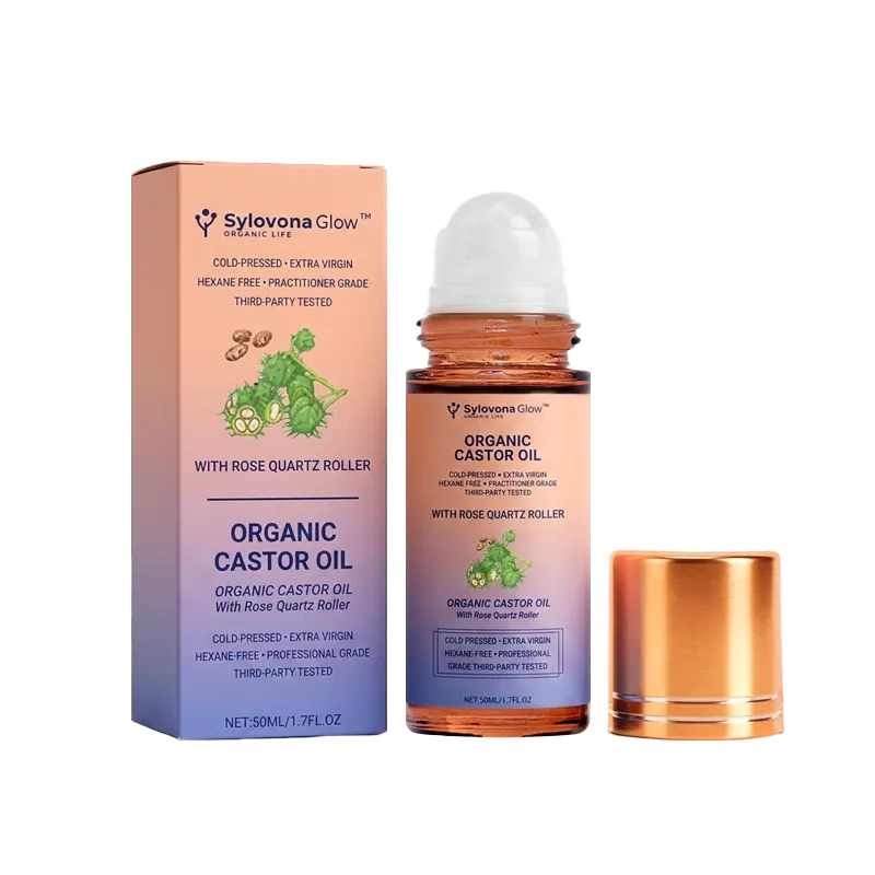 Sylvona Glow Organic Castor Oil with Rose Quartz Roller
